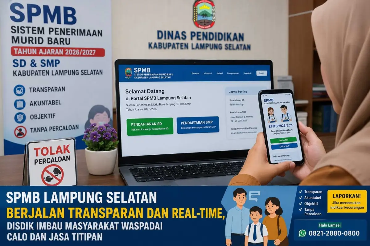 SPMB SD-SMP Lampung Selatan Berjalan Transparan: Disdik Imbau Warga Waspada Calo dan Jasa Titipan
