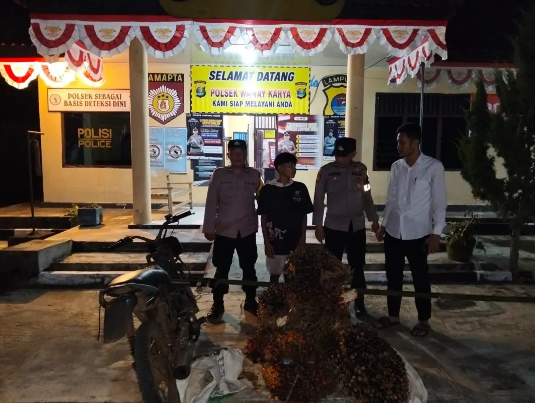 TIM TEKAB 308 PRESISI POLSEK WAWAY KARYA AMANKAN PELAKU PENCURIAN BUAH KELAPA SAWIT
